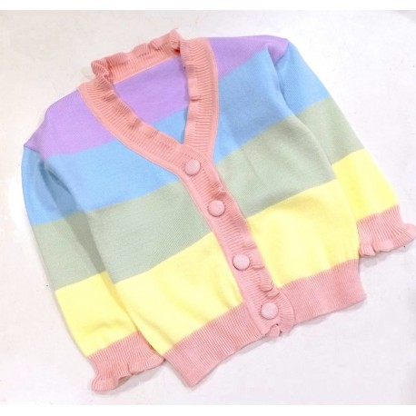 Rainbow Pastel Knit Cardigan