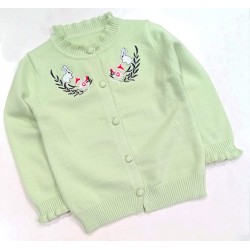 Green Rabbit Leaves Knit Cardigan