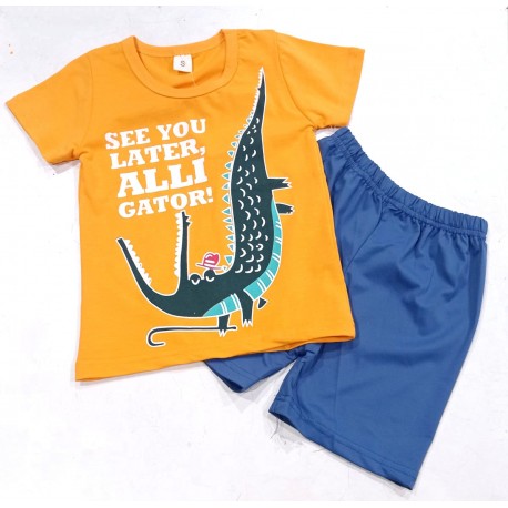 Orange Alligator T-Shirt Set Pants