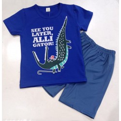 Blue Alligator T-Shirt Set Pants