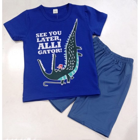 Blue Alligator T-Shirt Set Pants