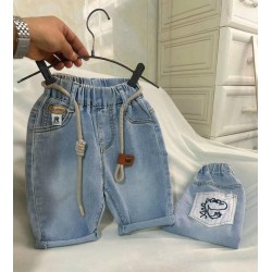 Back White Dino Denim Short Pants