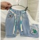 Back Green Dino Denim Short Pants