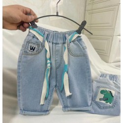 Back Green Dino Denim Short Pants
