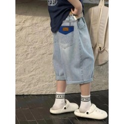 Blue Pocket Denim Short Pants