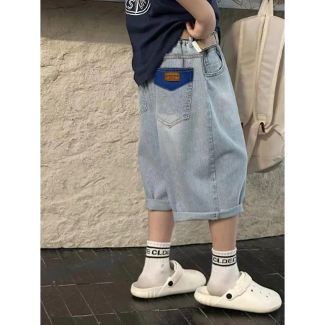 Blue Pocket Denim Short Pants