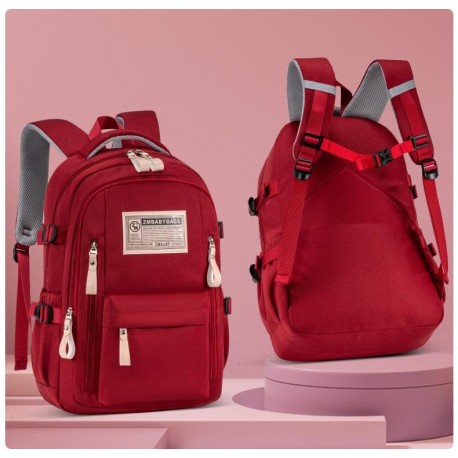 Red Five Zipper Medium Backpack