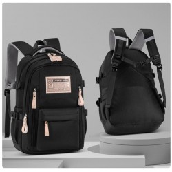 Black Five Zipper Large Backpack
