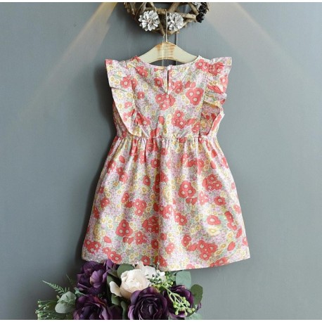 Pink Floral Ruffle Dress