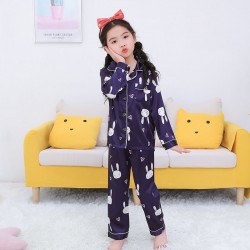 Navy Cute Bunny Sateen Button Pyjamas