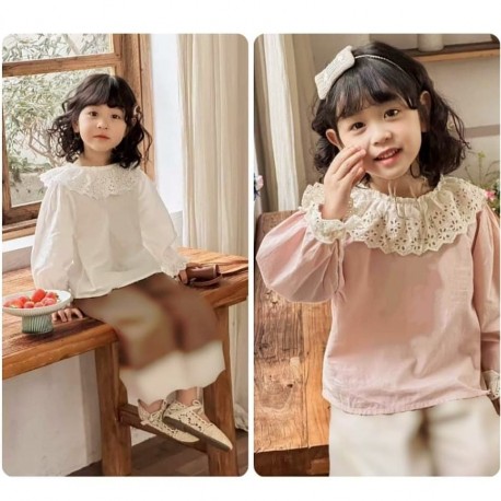 Pink Lace Collar Wrist Girl Top