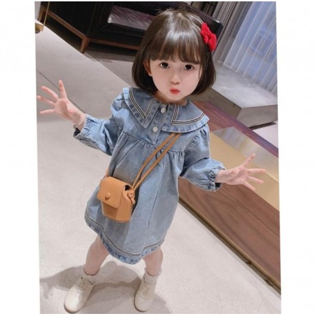 Light Blue Denim Collar Dress