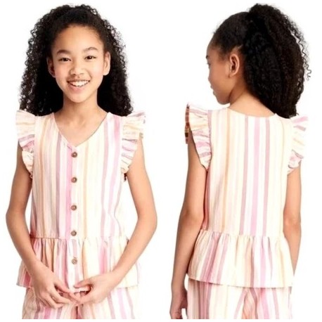 C@t n Jack Pink Rainbow Peplum Top