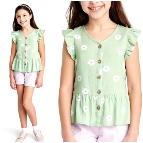 C@t n Jack Green Floral Peplum Top