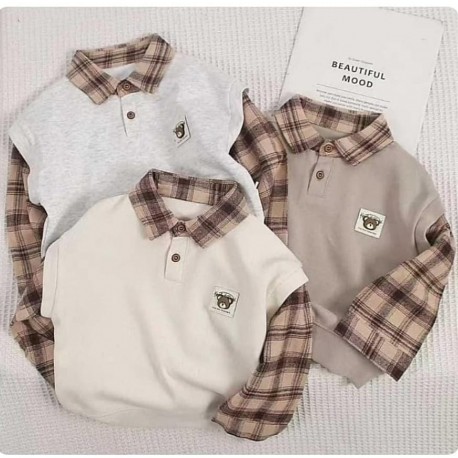 Brown Plaid Bear Top