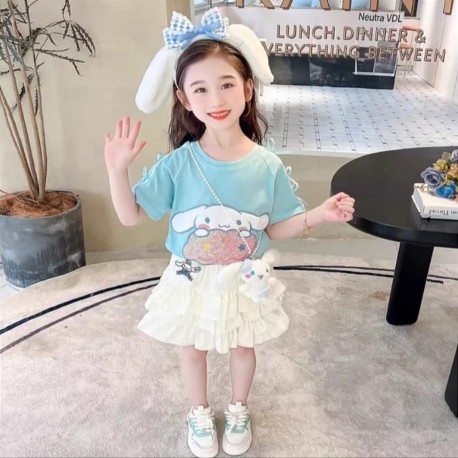 C1namorrol Sequins Top Set Layered Skirt + Sling Doll