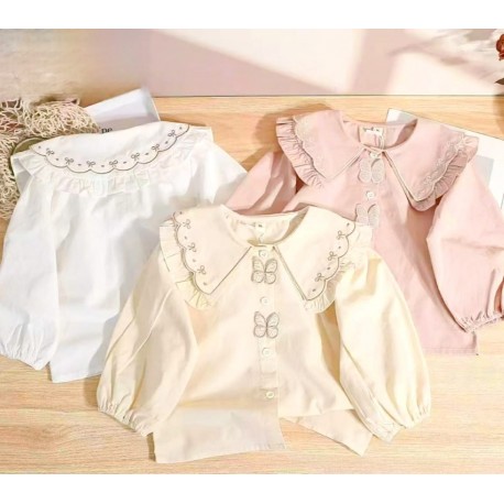 Collar Butterfly Girl LS Shirt