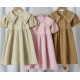 Pink Elegant Collar Cotton Dress