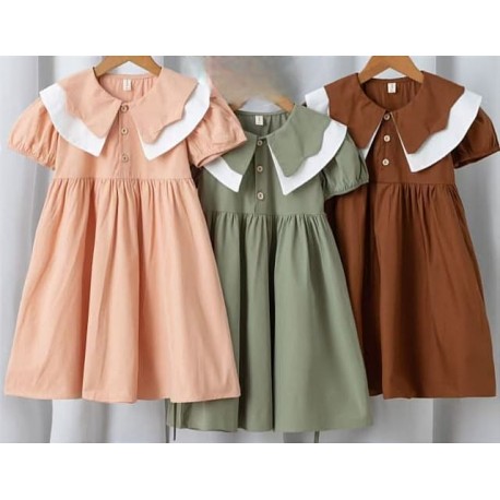 Brown Double Collar Pretty Dress