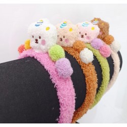 Cream Fluffy Bear Pompom Headband