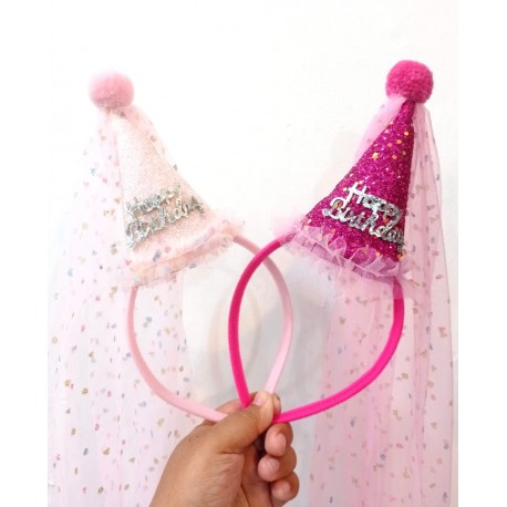 HotPink Birthday Hat Headband