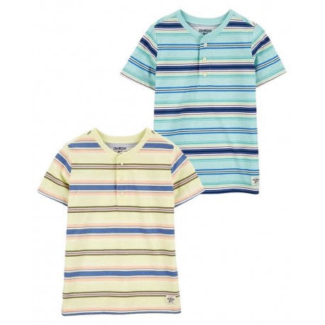 0shkosh Light Blue Stripe Button T-shirt