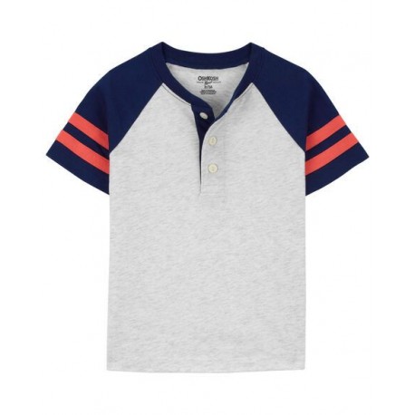0shkosh Navy Grey Button T-shirt