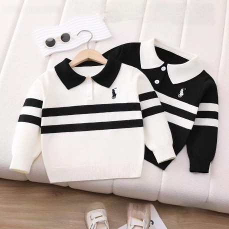 White Stripe P0LO LS Knit Top