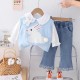 Cute Collar Bunny Top Set Denim Pants
