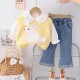 Cute Collar Bunny Top Set Denim Pants