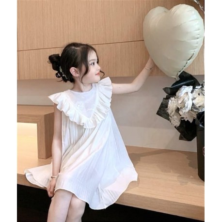 White V Ruffle Dress