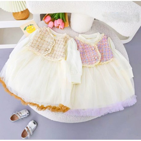 Cream Tweed Tutu Dress