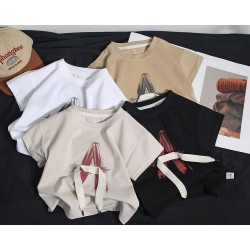 Beige Alphabet Lace T-shirt