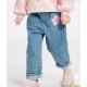Pink Flowers Denim Pants