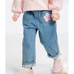 Pink Flowers Denim Pants
