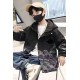 Black Grey Abstract Parachute Jacket