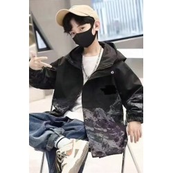 Black Grey Abstract Parachute Jacket