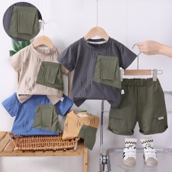 Brown Trapezium Flap Top Set Short Pants