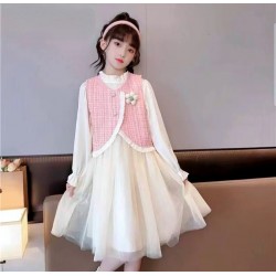 Pink Tweed Midi Tutu Dress