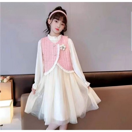 Pink Tweed Midi Tutu Dress
