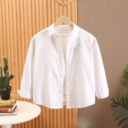White Basic Long Sleeve Shirt
