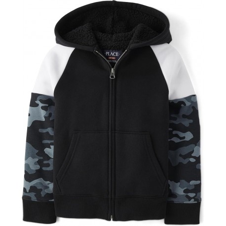 PL@ce Black White Army Sherpa Jacket