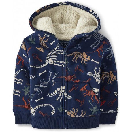 PL@ce Navy Dinosaur Fossils Sherpa Jacket