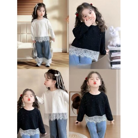 Black Glittery Lace Top