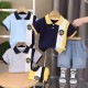 Blue Three Colours Top Set Denim Pants