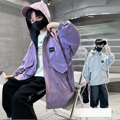 Purple Zipper Big Pocket Jacket