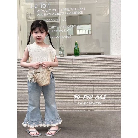 Hearts Ruffles Denim Pants