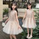 Cream Sequins Tulle Dress with Headband