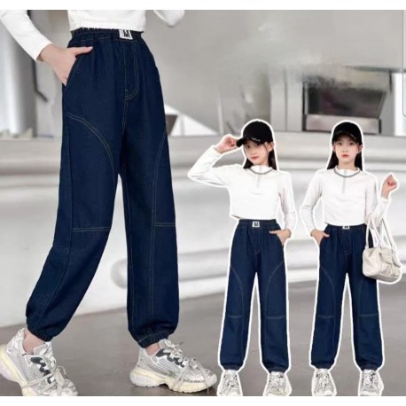 Dark Blue M Jogger Denim Pants