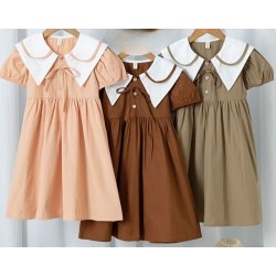 Army White Collar Little Ribbon Dress